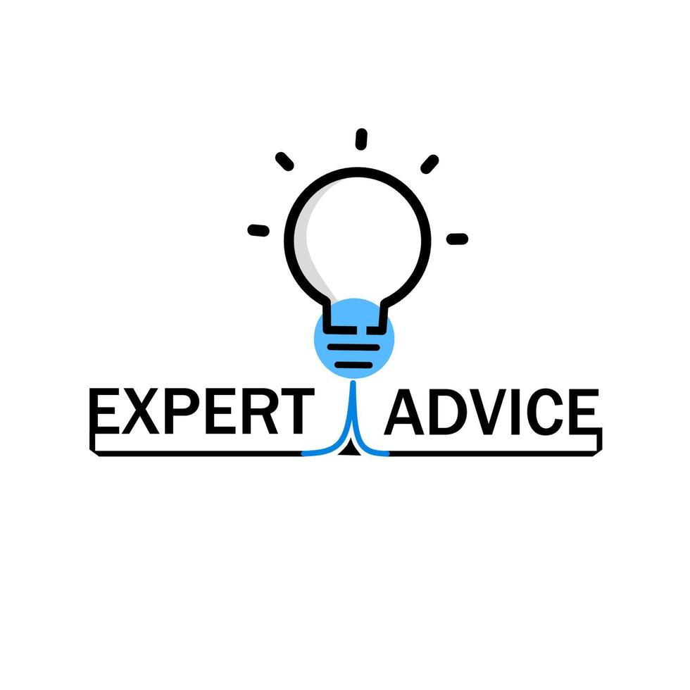 Expert advice icon. Expert advice badge icon with lightbulb. Vector design.