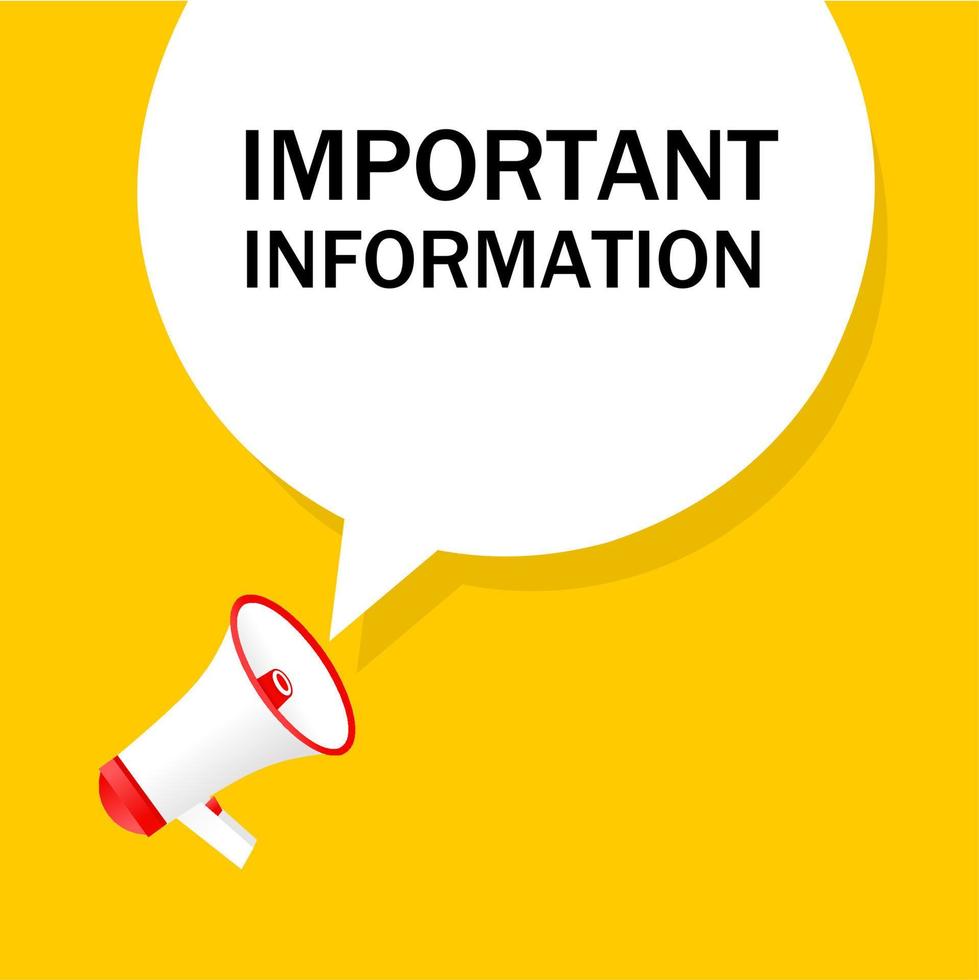 Important information. Important information speech bubble icon. Vector