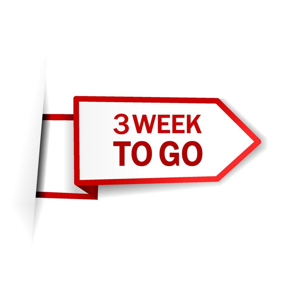 3 week to go banner. Web element design. Flat vector. vector