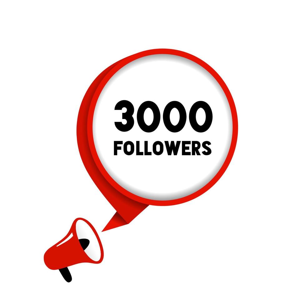 3000 seguidores, social sitios enviar diseño icono. gracias usted celebrar de suscriptores o seguidores y gustos. moderno vector. vector