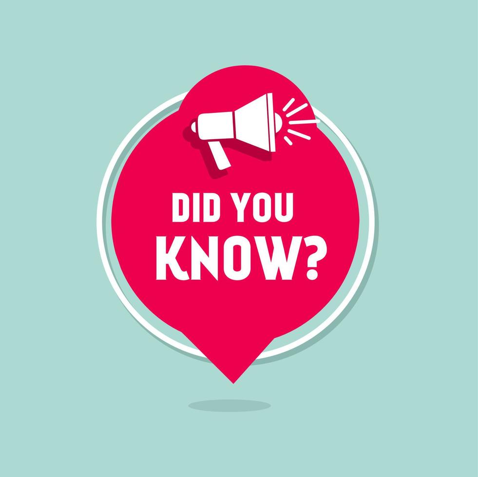 Did you know. Speech bubble with megaphone icon. Modern vector. vector