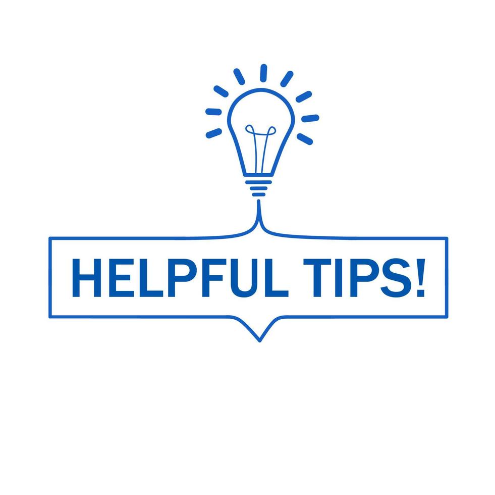 Helpful tips with light bulb icon. Helpful tips message. Flat vector. vector