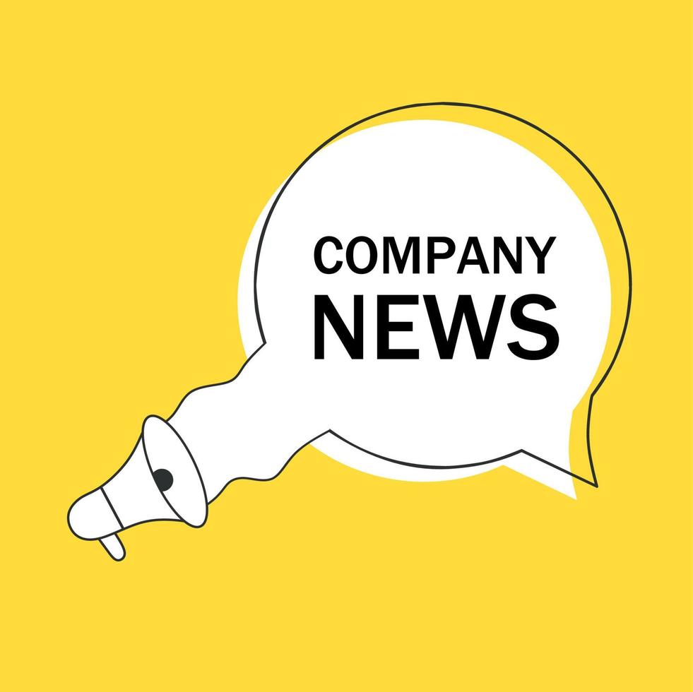 Company news. Speech bubble with megaphone. company information announcement. Vector icon.