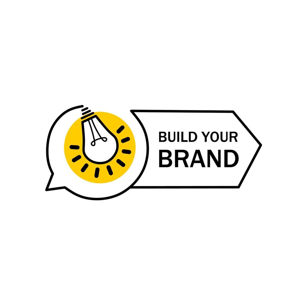 Build your brand text. Advice with Lightbulb icon design. Branding concept. Modern style vector illustration.