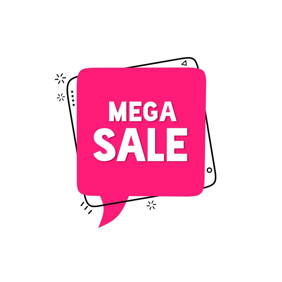 Mega sale banner. Sale banner template design. Special offer. Big sale. Hot discount. Vector illustration.