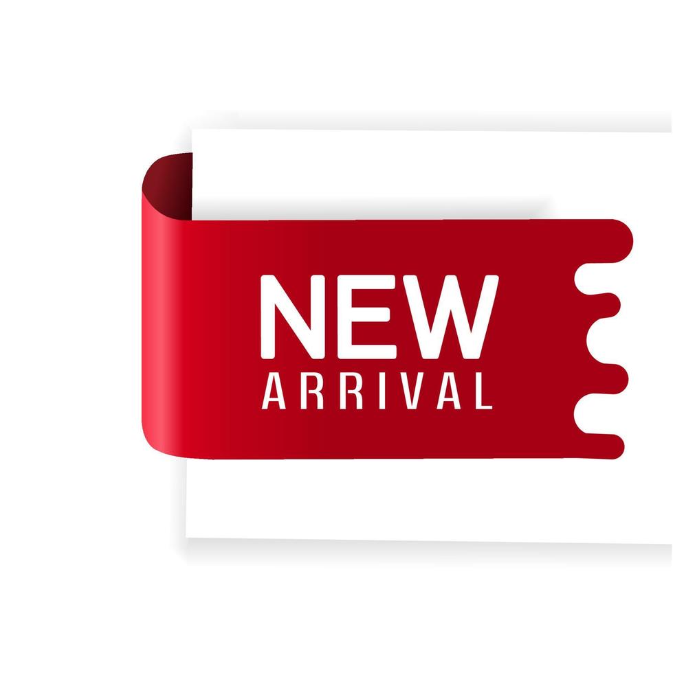 New arrival banner. Label banner template with new arrival announcing message icon. Vector illustration.