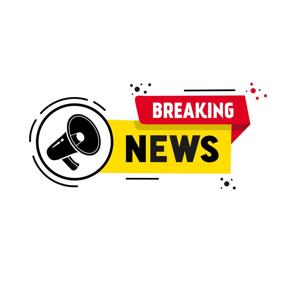 Breaking news media announcement information megaphone icon design. Sign of main news, flat vector illustration.