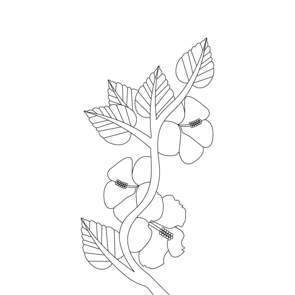 Hibiscus Flower Coloring Page vector