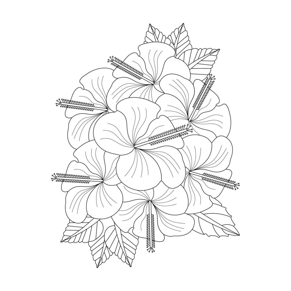 Hibiscus Flower Coloring Page vector