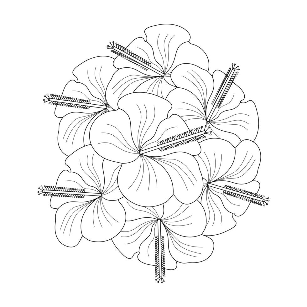 Hibiscus Flower Coloring Page vector