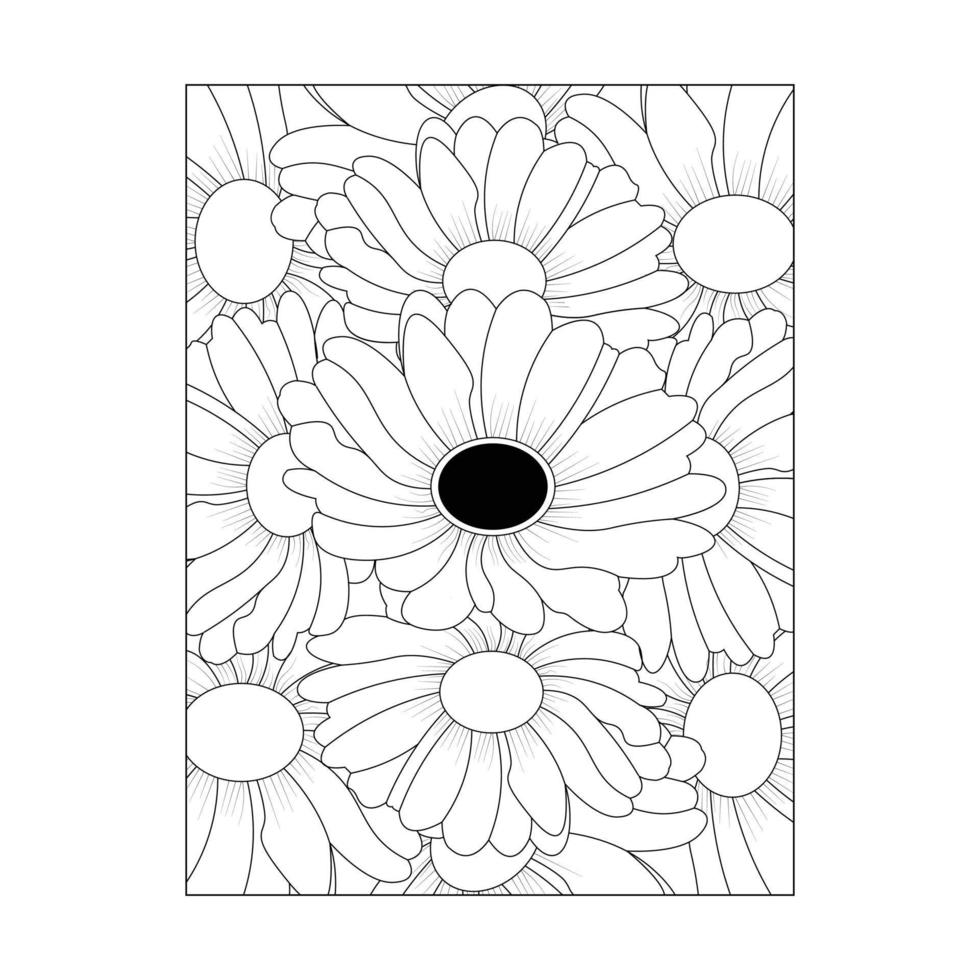 Daisy Flower Coloring Page And Book Line Art Vector
