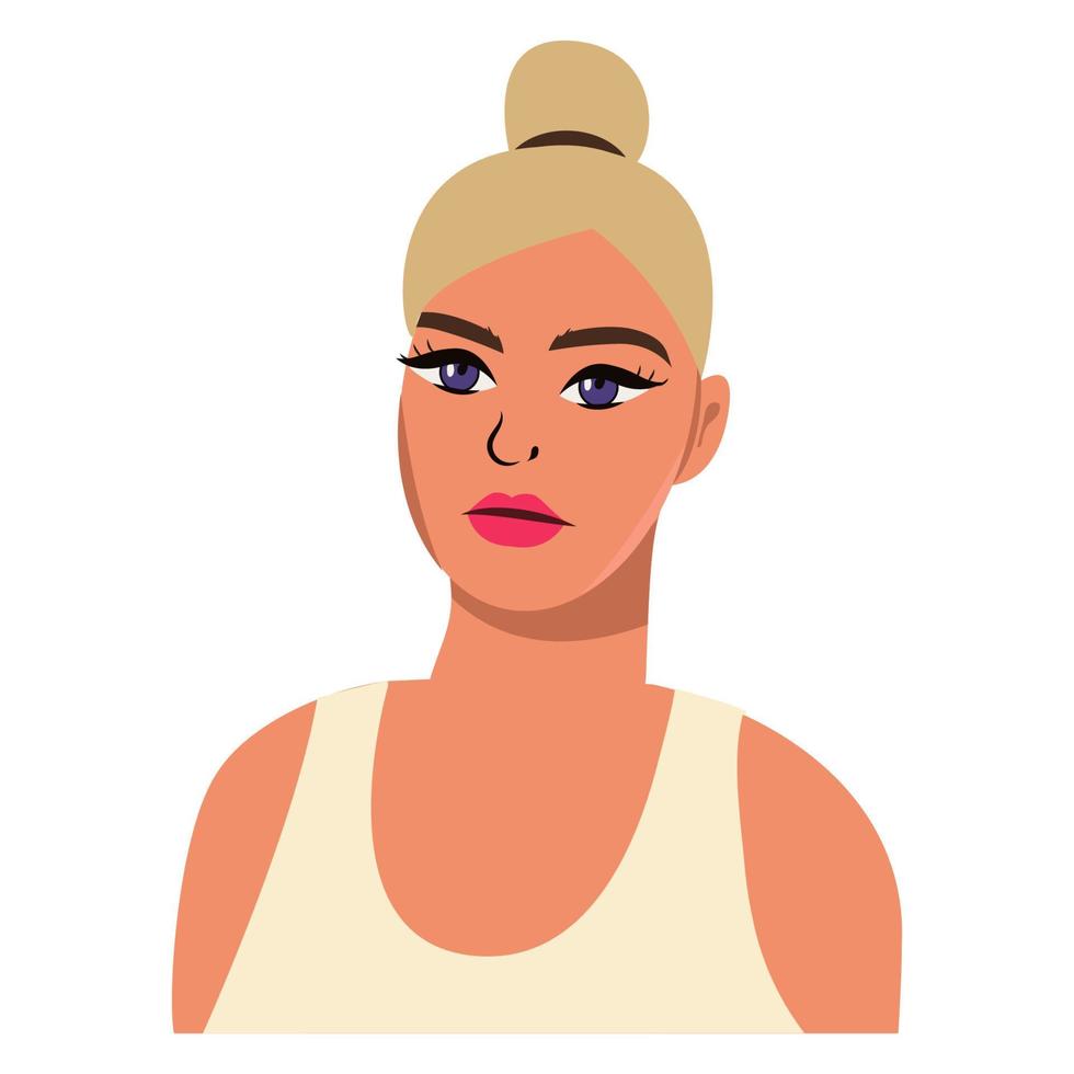 Vector illustration of beautiful woman with sad facial expression