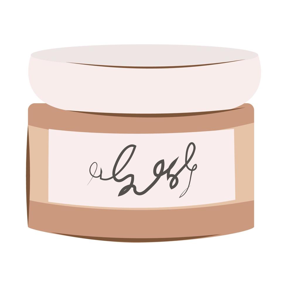 Jar of cosmetic face cream and cream for the body. Vector illustration isolated on white background.