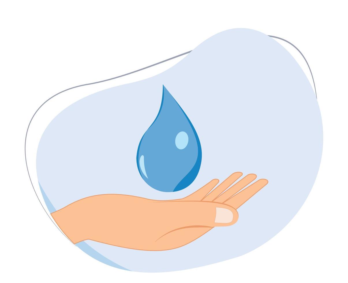 hand holding dripping water. palms catch water droplets. International water day. water saving concept. save the earth concept vector