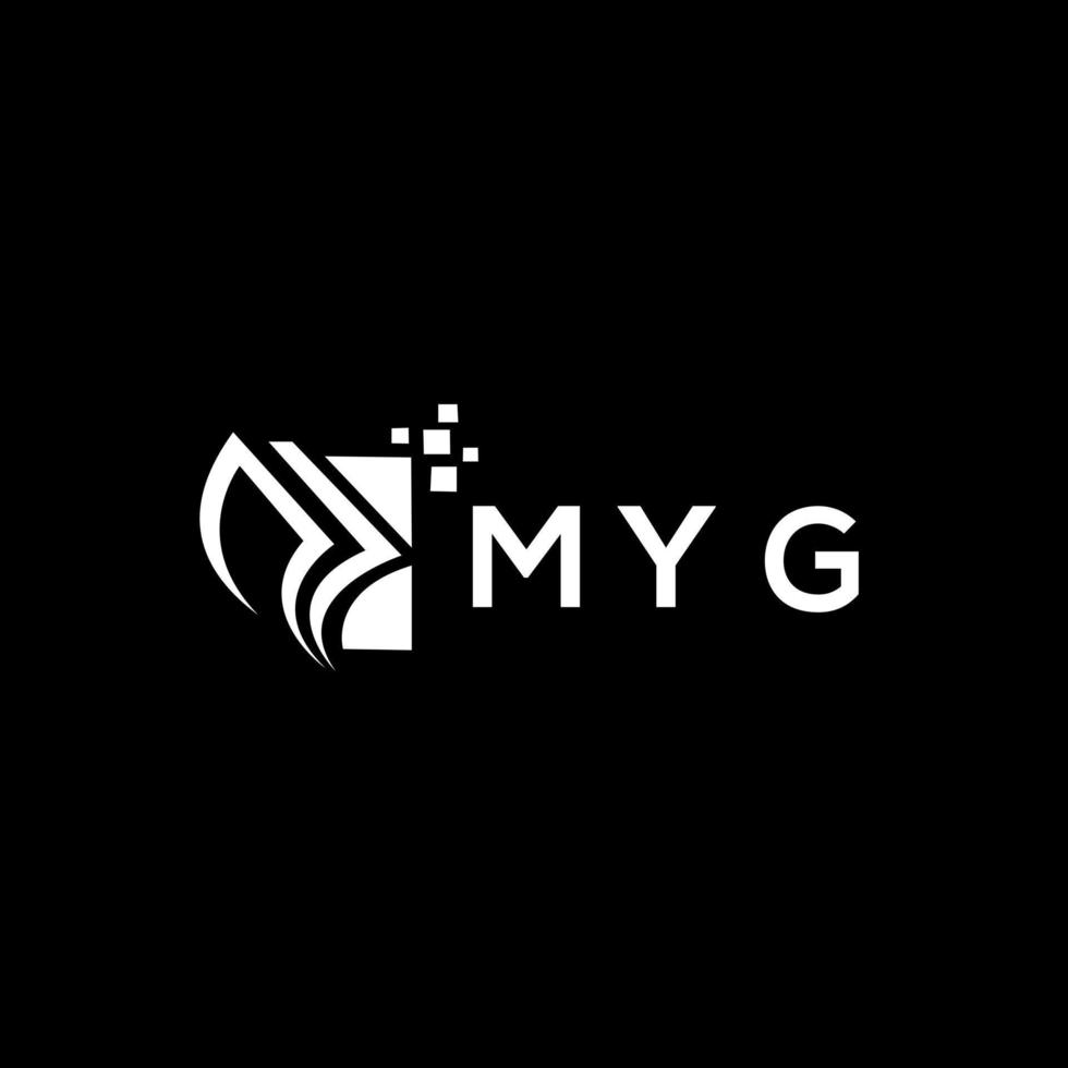 MYG business finance logo design.MYG credit repair accounting logo design on BLACK background. MYG creative initials Growth graph letter vector