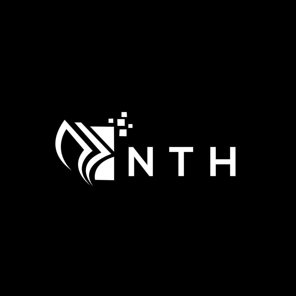 NTH credit repair accounting logo design on BLACK background. NTH creative initials Growth graph letter logo concept. NTH business finance logo design. vector