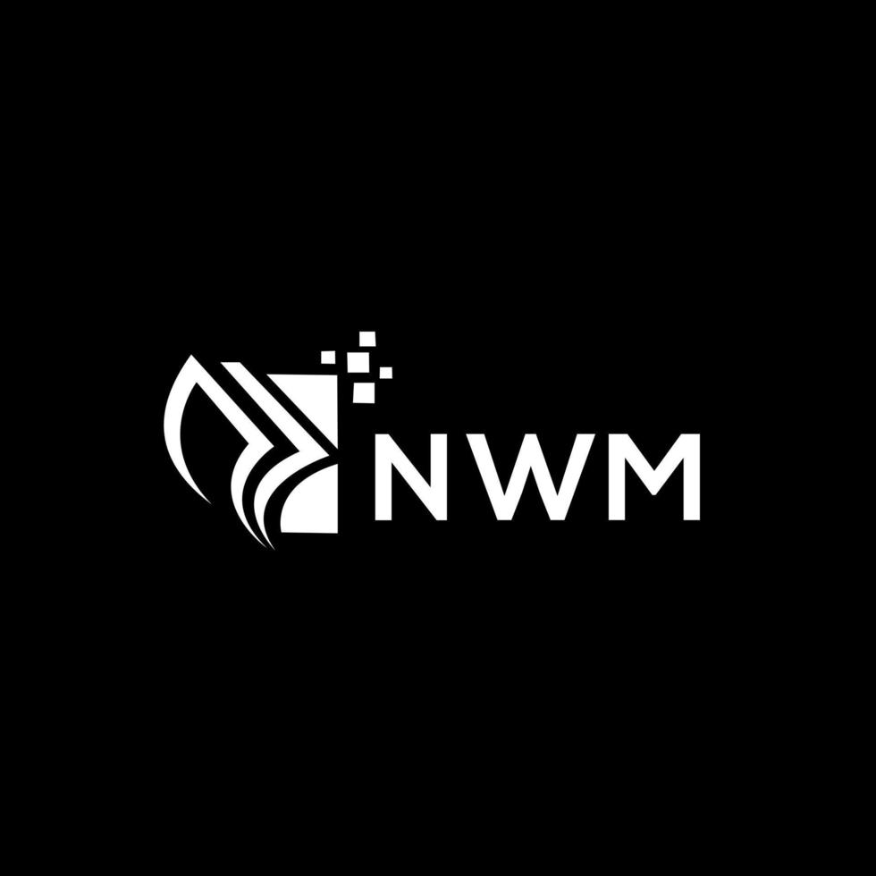 NWM credit repair accounting logo design on BLACK background. NWM creative initials Growth graph letter logo concept. NWM business finance logo design. vector