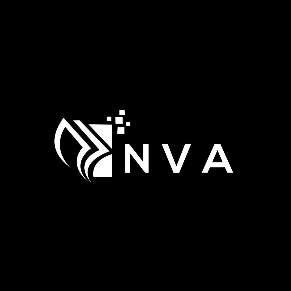 NVA credit repair accounting logo design on BLACK background. NVA creative initials Growth graph letter logo concept. NVA business finance logo design. vector