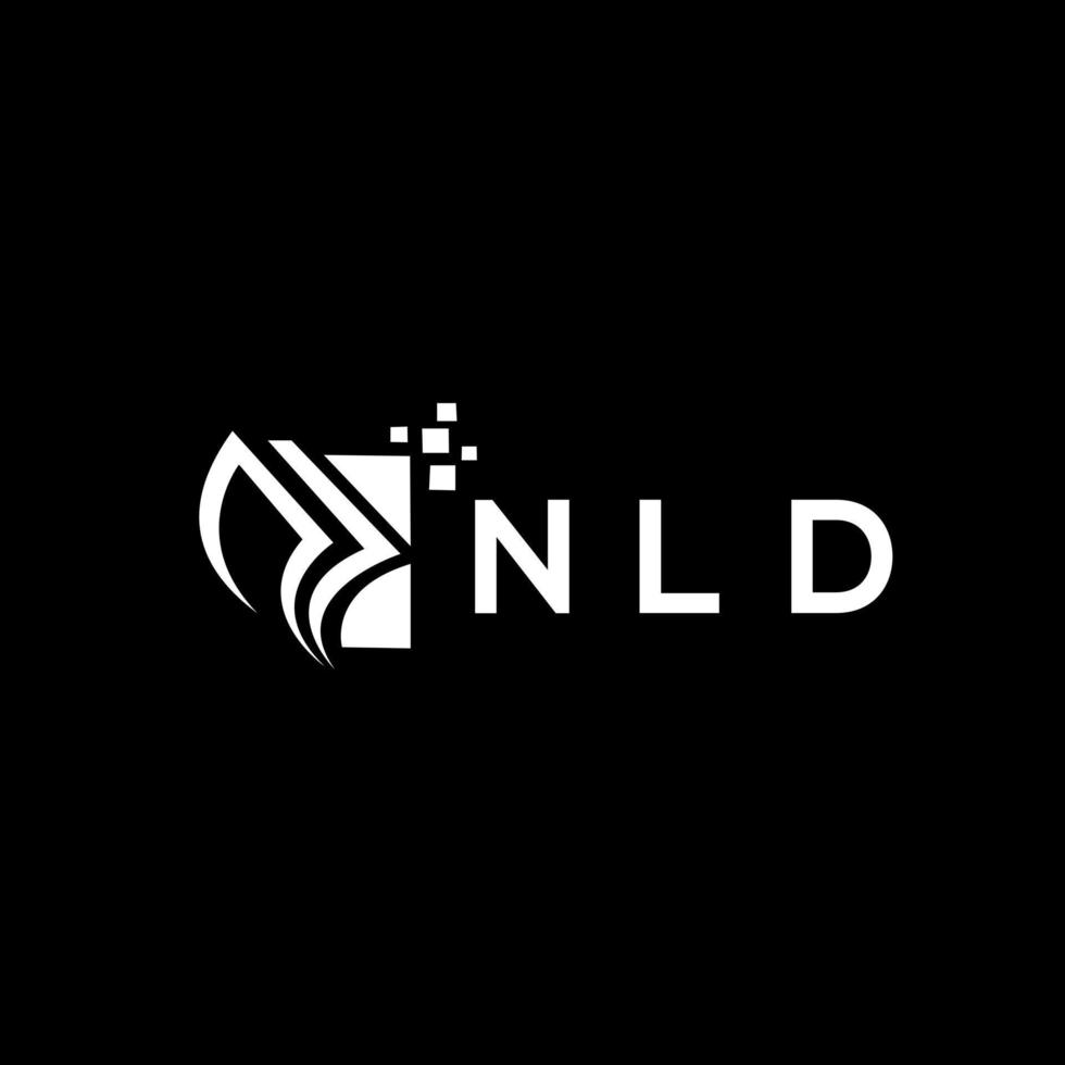 NLD credit repair accounting logo design on BLACK background. NLD creative initials Growth graph letter logo concept. NLD business finance logo design. vector