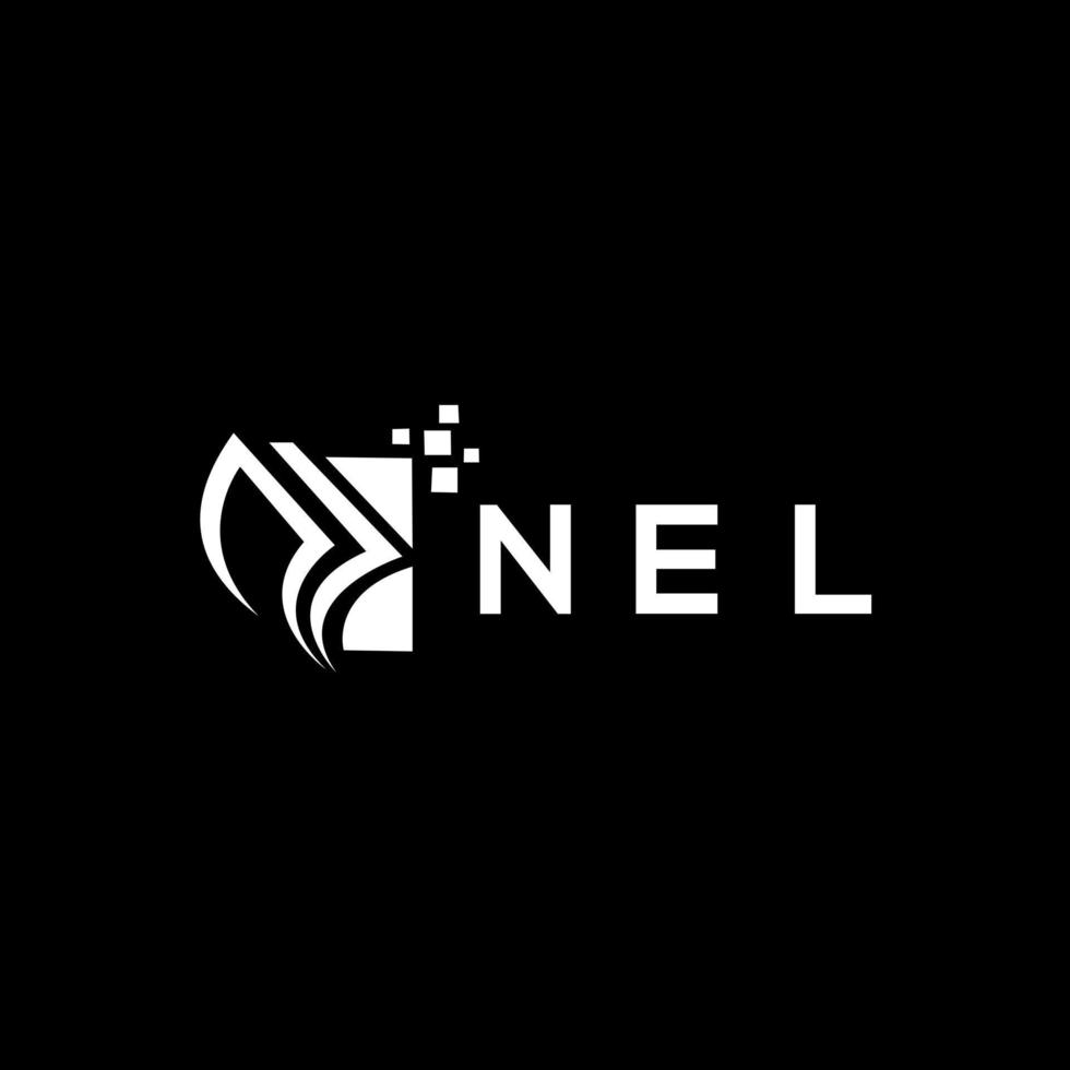 NEL credit repair accounting logo design on BLACK background. NEL creative initials Growth graph letter logo concept. NEL business finance logo design. vector