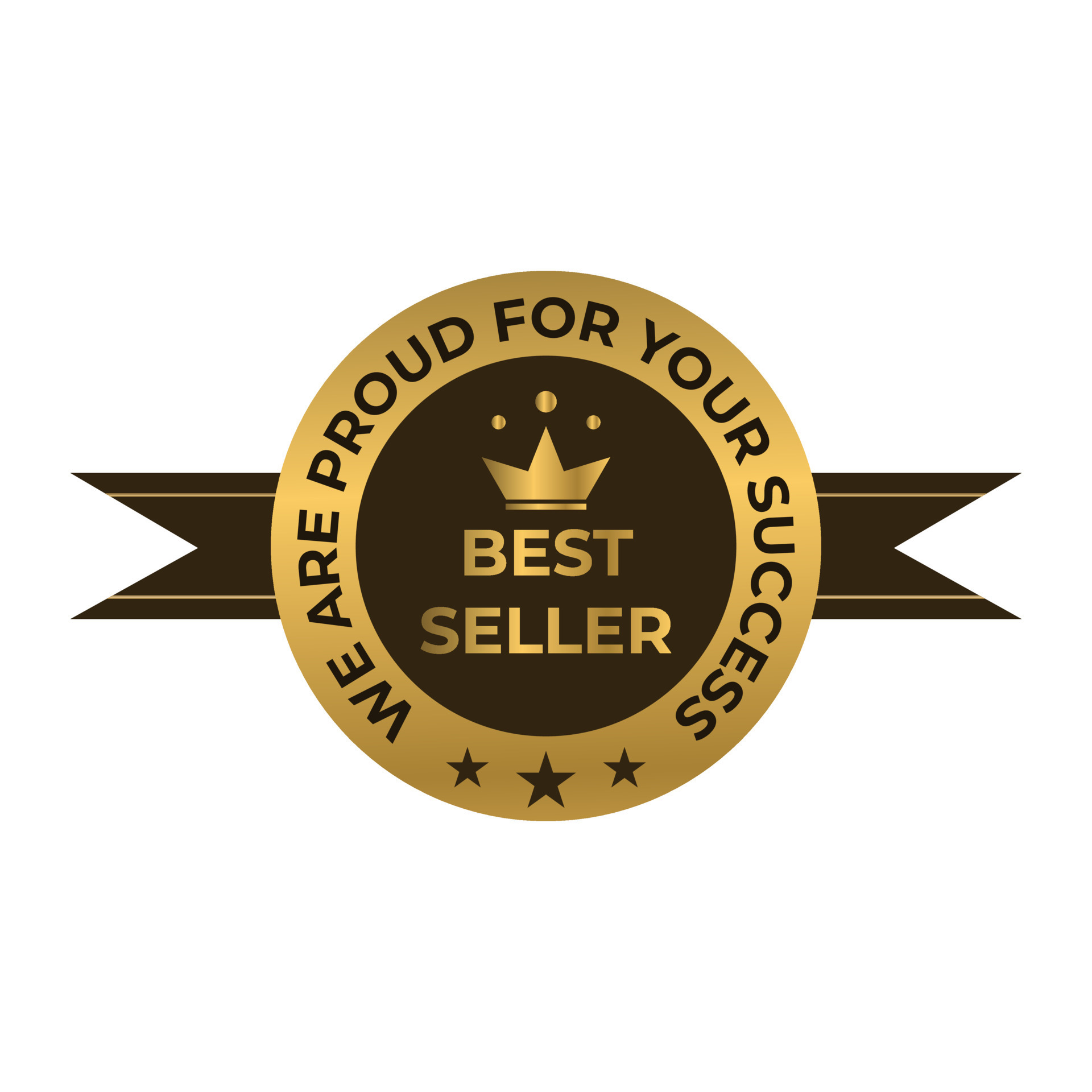best seller badge logo icon vector, golden color best seller label