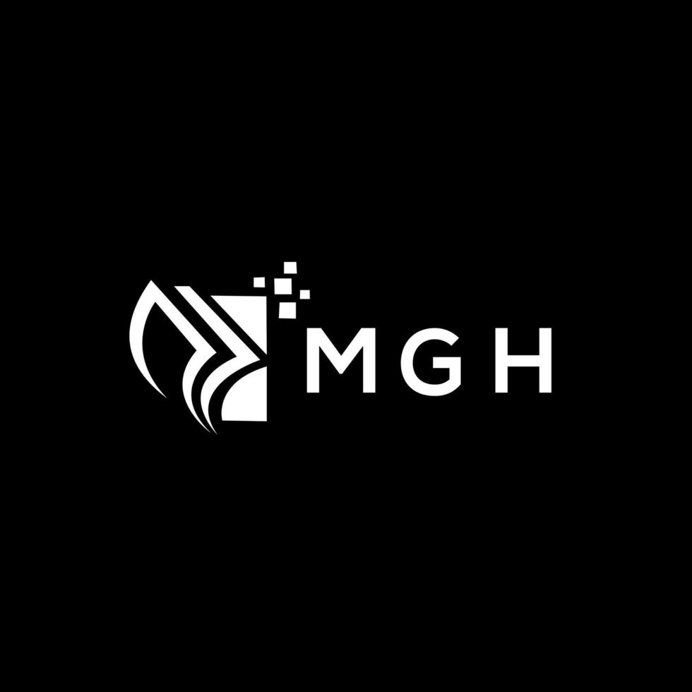 MGH credit repair accounting logo design on BLACK background. MGH creative initials Growth graph letter logo concept. MGH business finance logo design. vector
