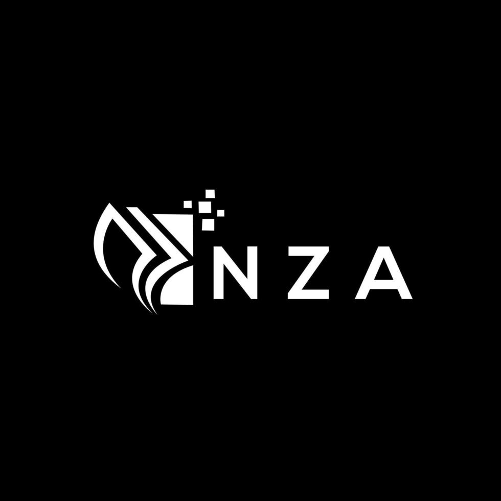 NZA credit repair accounting logo design on BLACK background. NZA creative initials Growth graph letter logo concept. NZA business finance logo design. vector