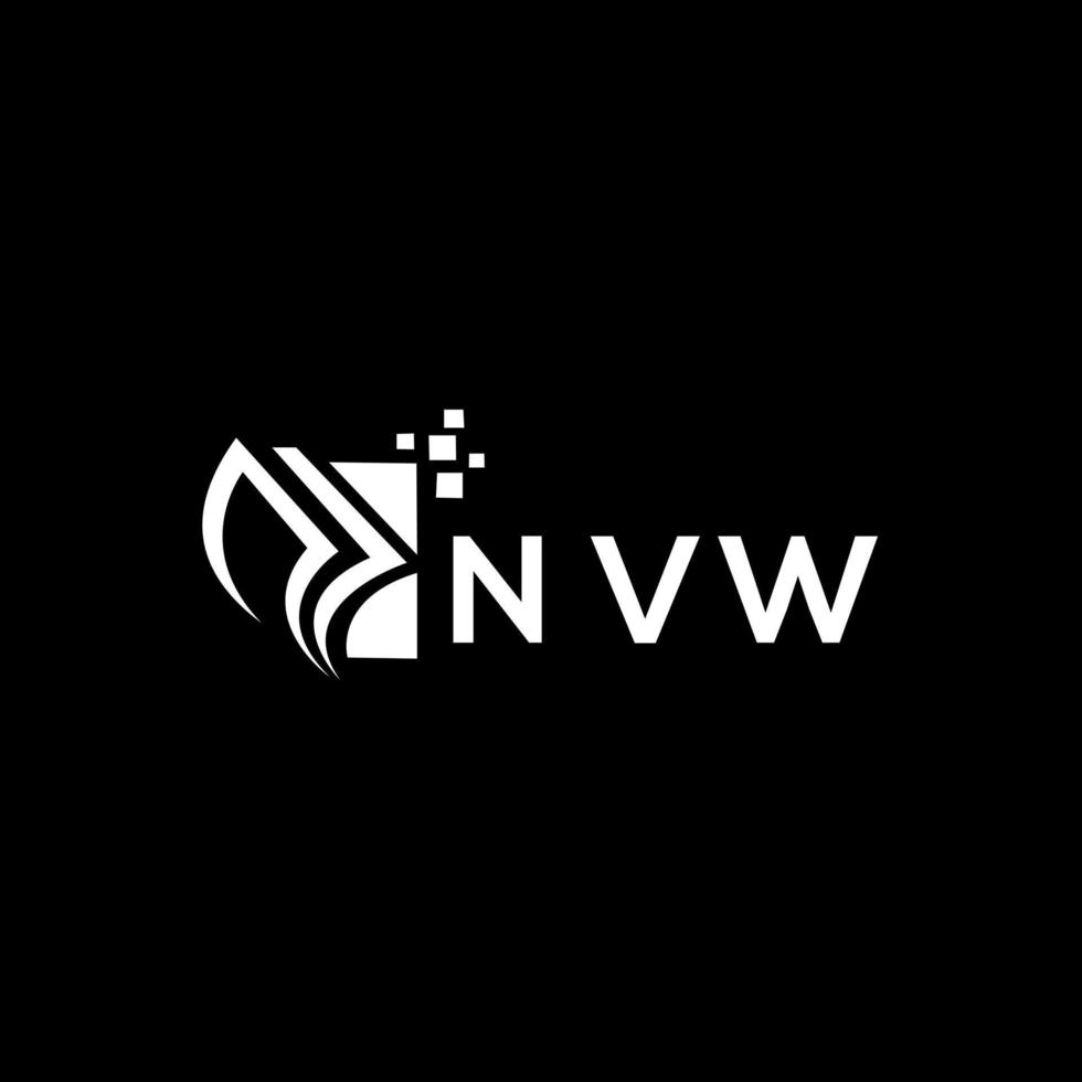 NVW credit repair accounting logo design on BLACK background. NVW creative initials Growth graph letter logo concept. NVW business finance logo design. vector