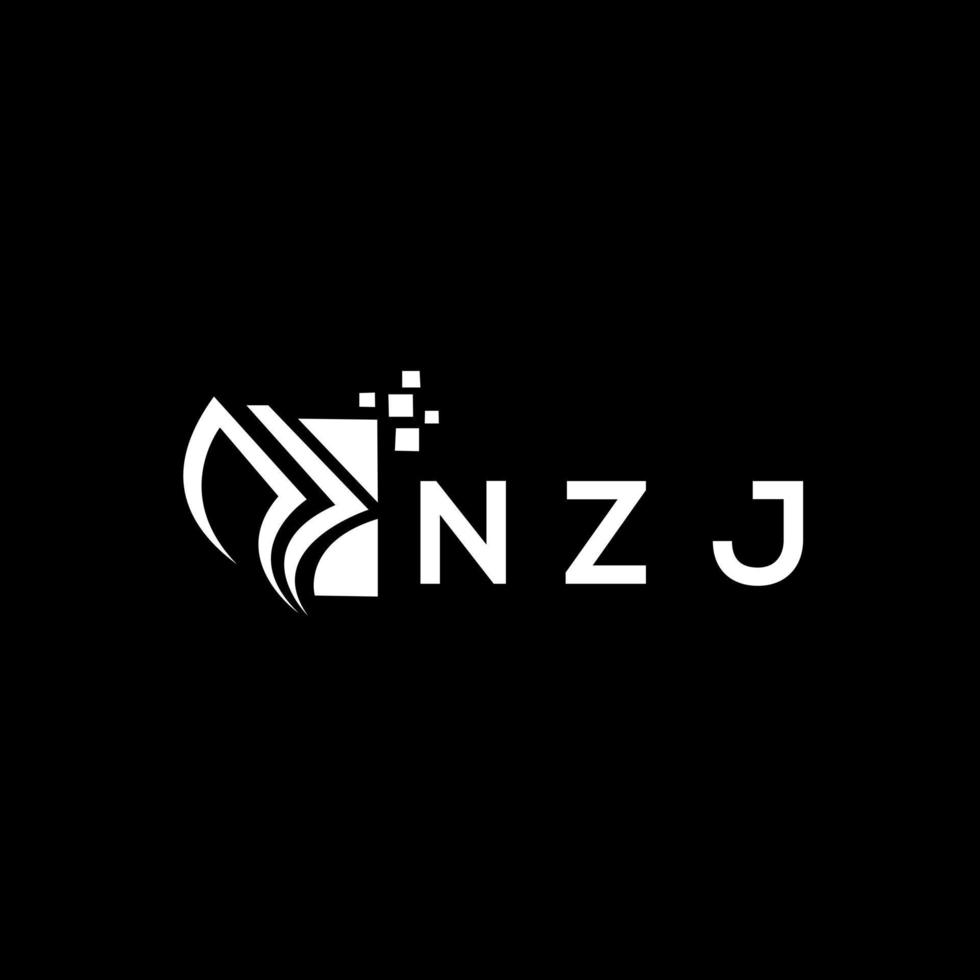 NZJ credit repair accounting logo design on BLACK background. NZJ creative initials Growth graph letter logo concept. NZJ business finance logo design. vector