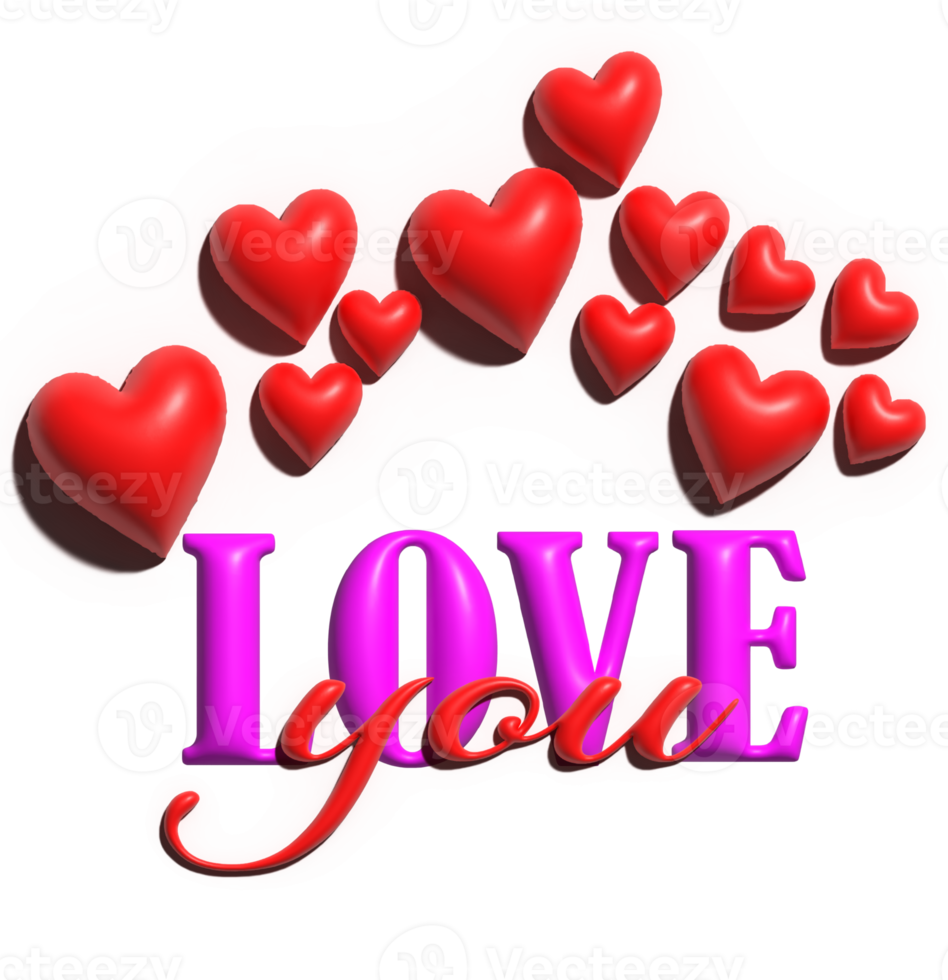 liefde woord belettering met een schattig hart. Valentijnsdag dag sjabloon of achtergrond voor liefde en Valentijnsdag dag concept. png