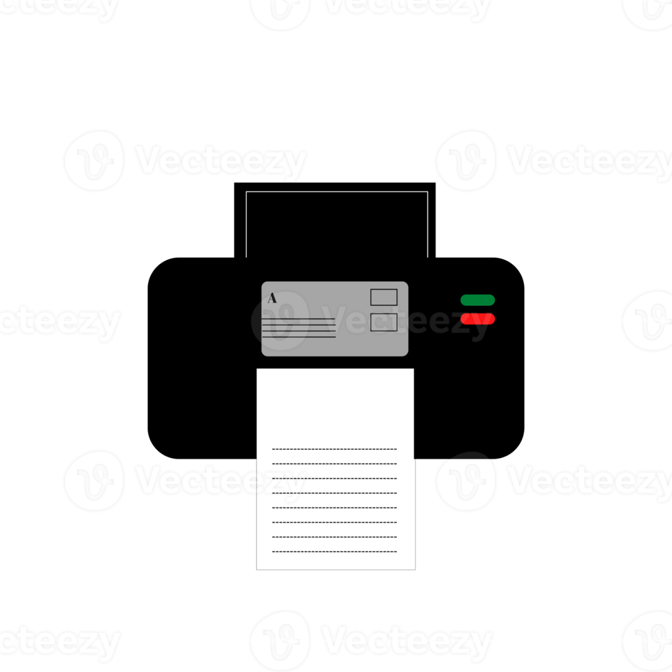 black multifunctional printer with paper printing in process lcd monitor png