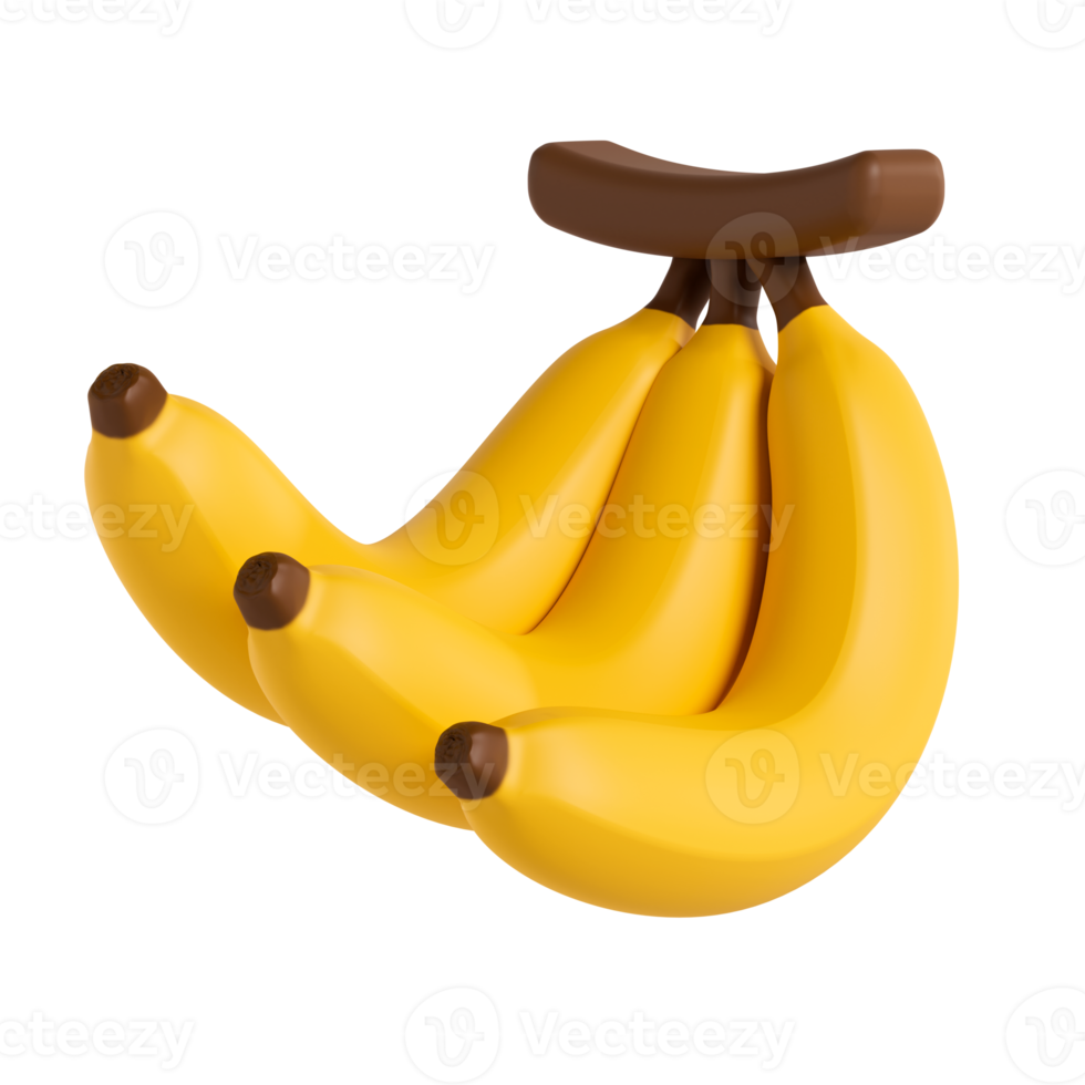 banana bunch isolated. 3D render illustration png