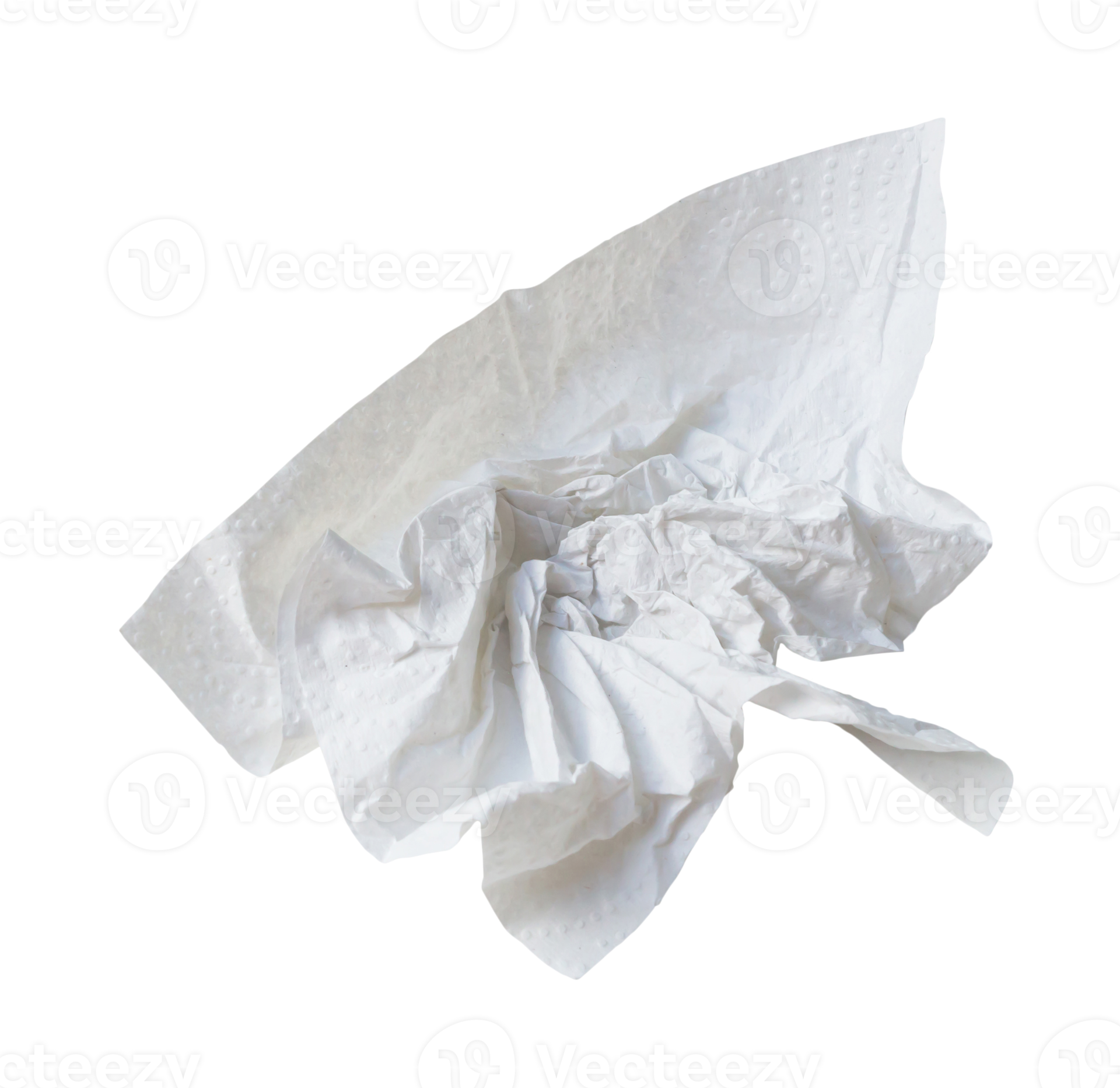 Single screwed or crumpled tissue paper or napkin in strange shape after use in toilet or