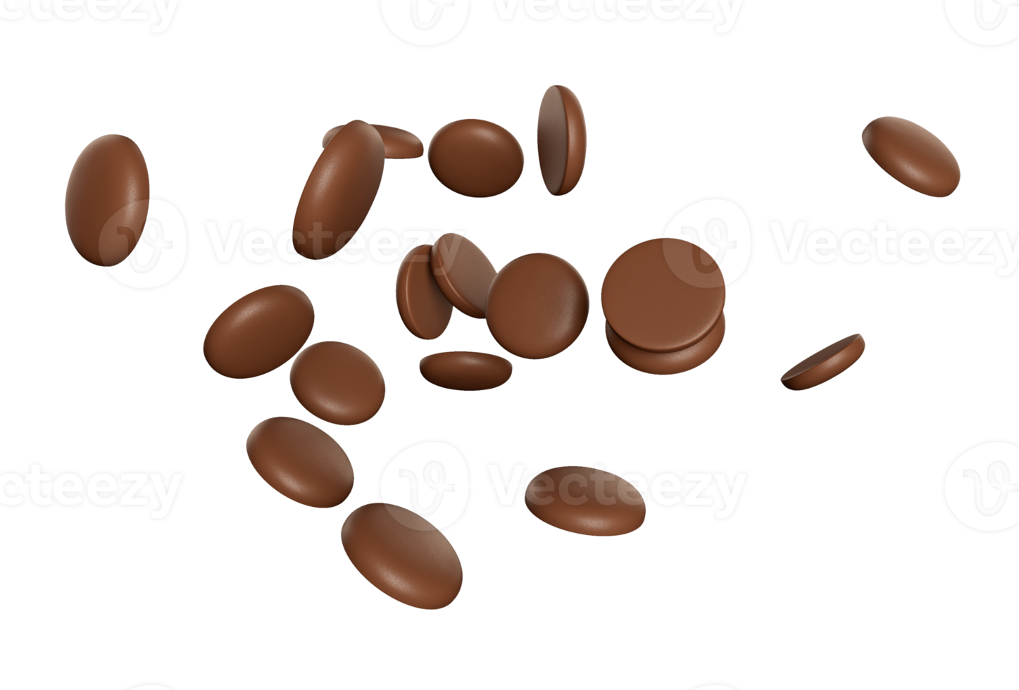 Chocolate chips Falling 3d illustration 19908771 PNG