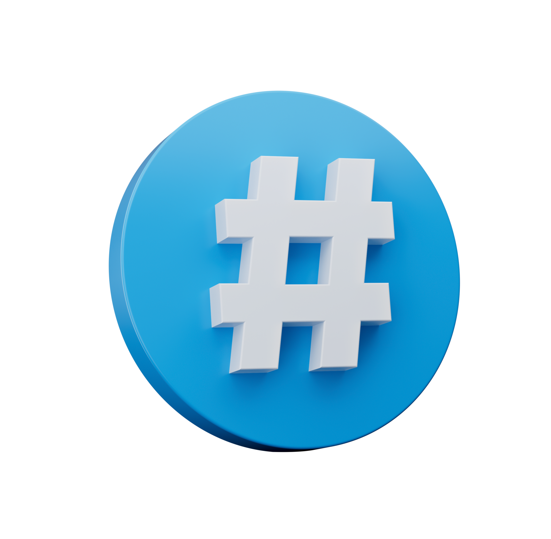 Free 3d Hashtag symbol Icon on blue circle 3d illustration 19908775 PNG