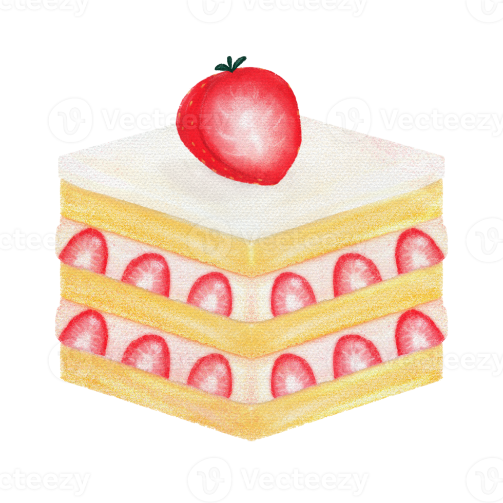 Strawberry shortcake sweet dessert crayon art png