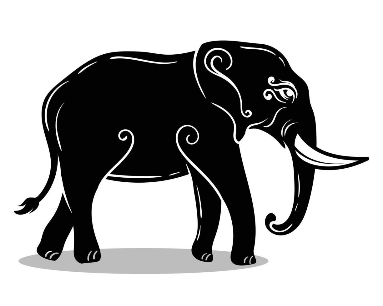 Vector cartoon elephant silhouette