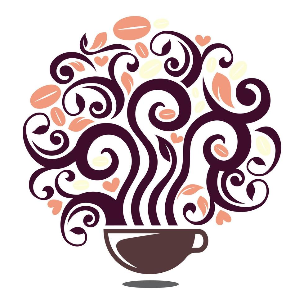 coffee cup illustration with coffee tree vector