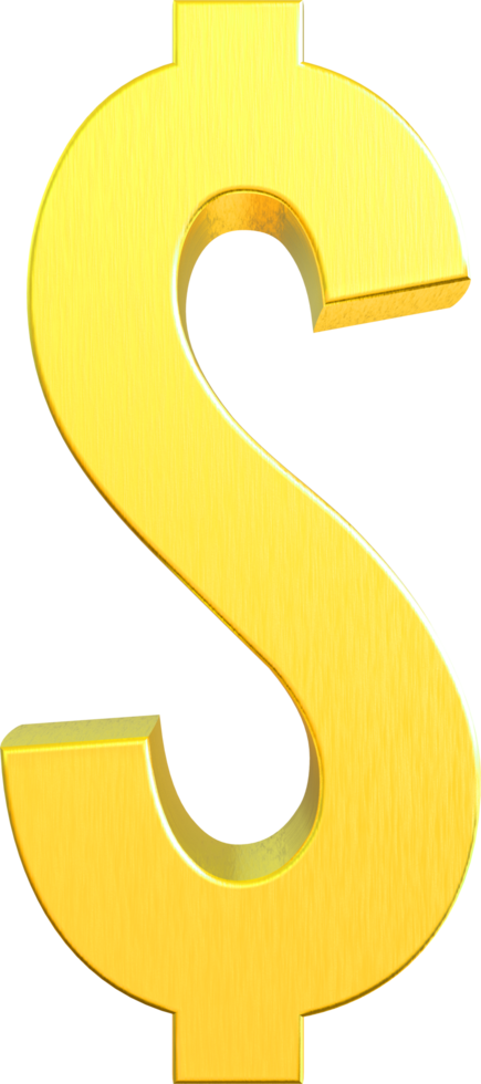 Gold Dollar Sign 3D Render png