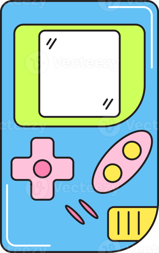 Old console gamebot retro 90s style. Colorful sticker isolated on transparent background. png