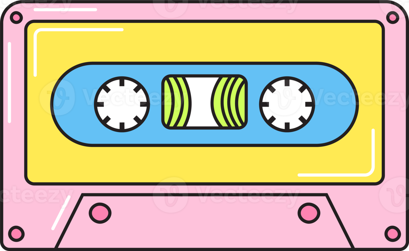 oud cassette retro 90s stijl roze. kleurrijk sticker geïsoleerd Aan transparant achtergrond. png