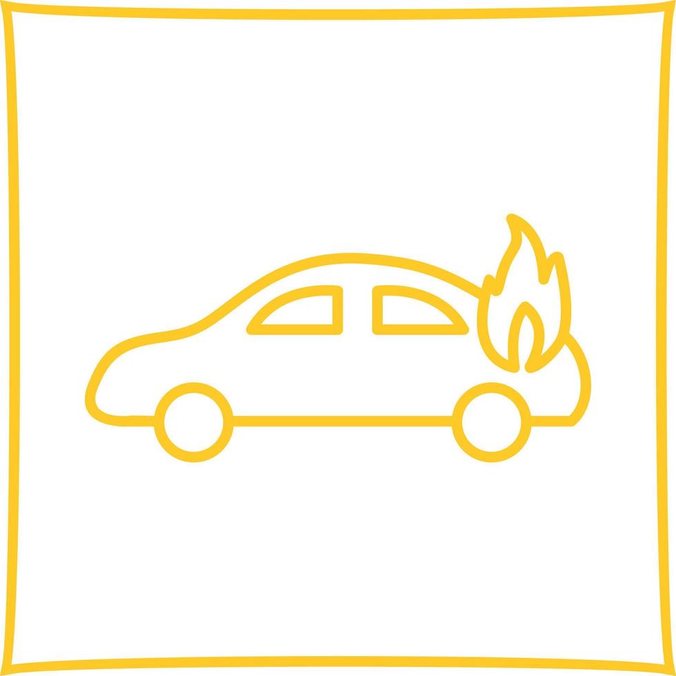 coche único en icono de vector de fuego