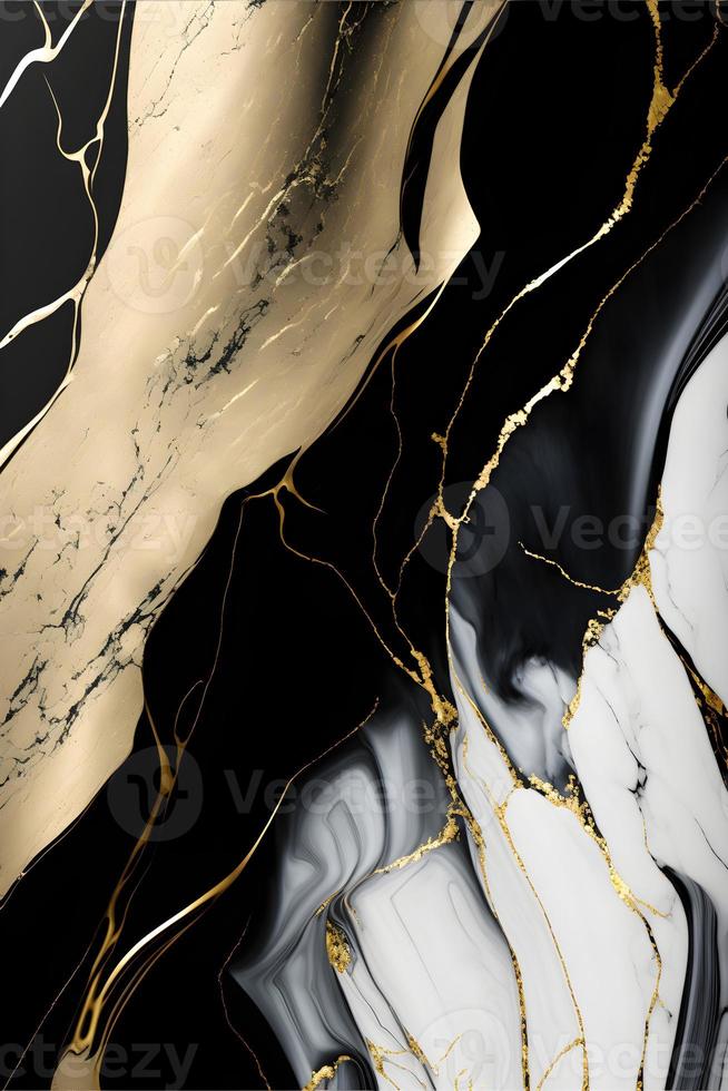 Elegant black, white, and gold marble background texture for use in design projects photo
