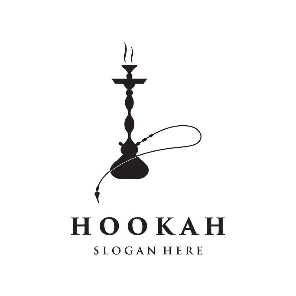 Isolated vintage hookah, shisha or waterpipe Logo design for club, bar, cafe and shop. vector