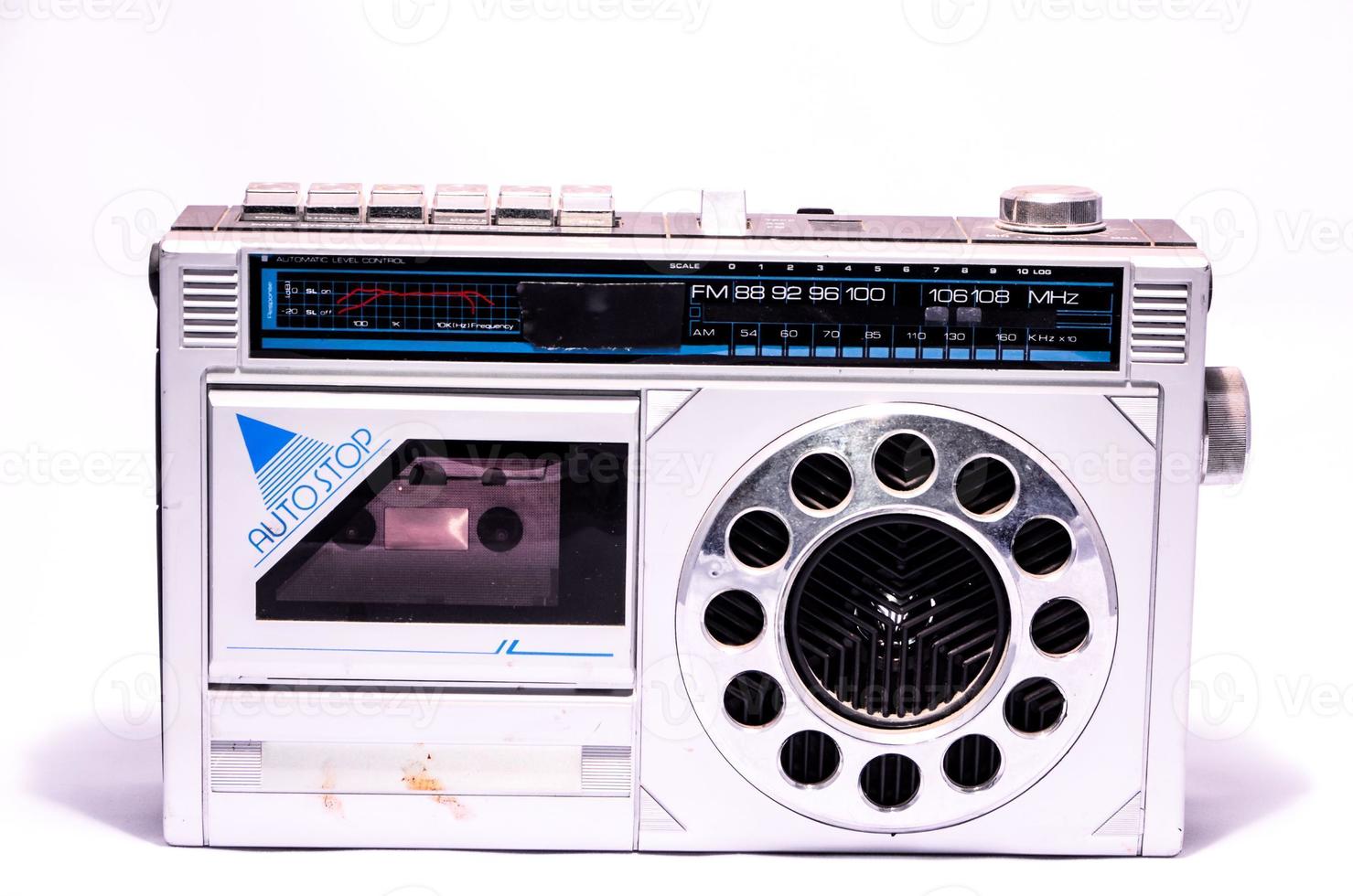 Old cassette player on white background photo