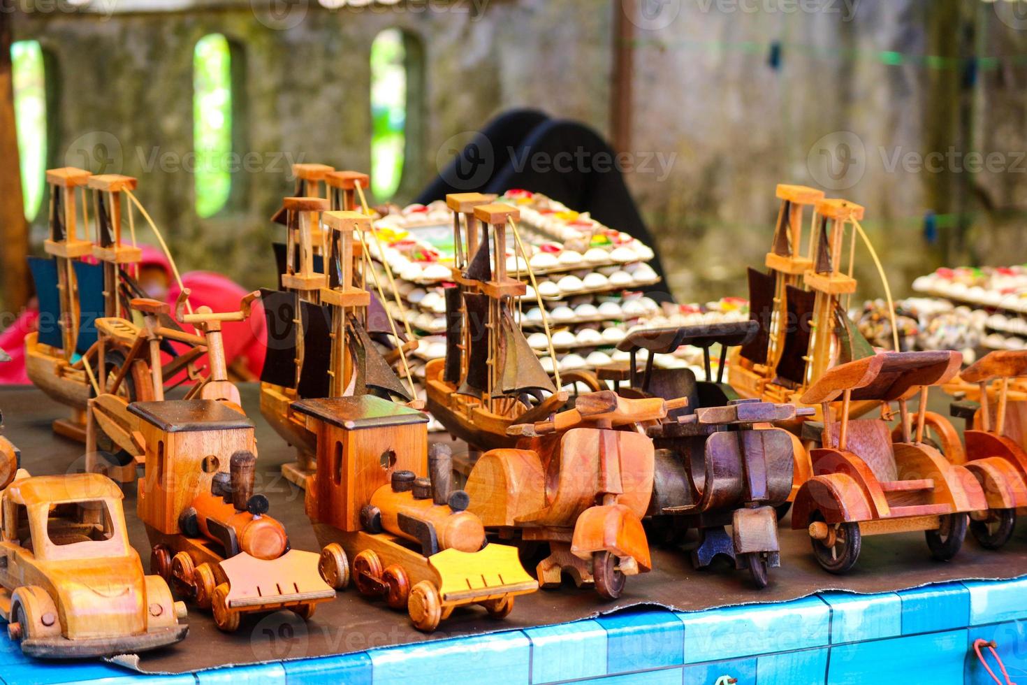 Crafts made of polished wood. Yogyakarta typical souvenirs. photo