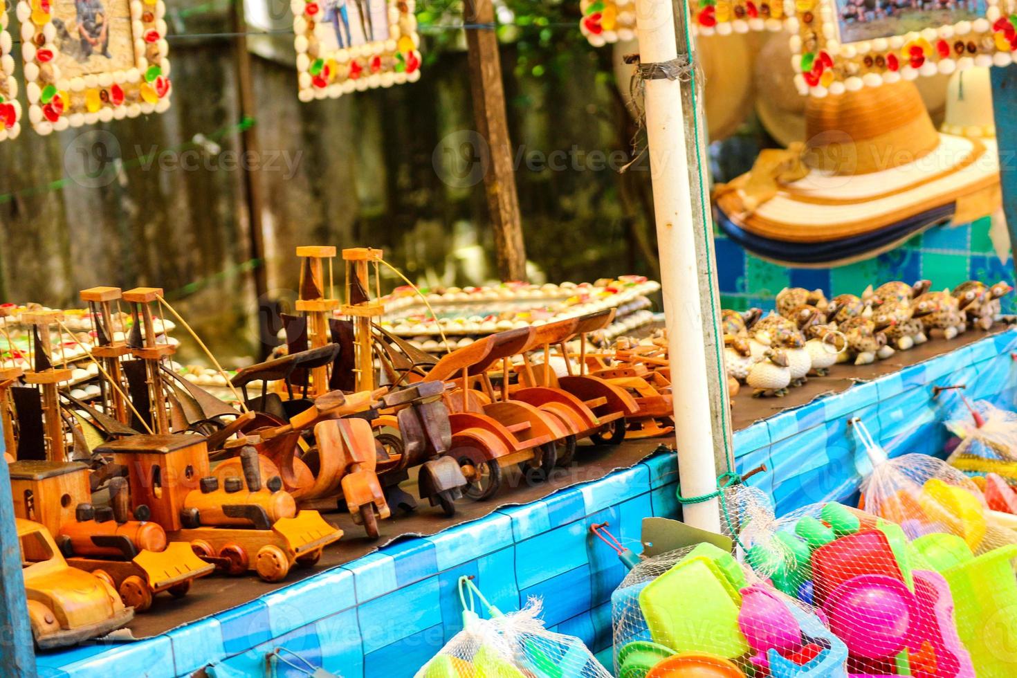 Crafts made of polished wood. Yogyakarta typical souvenirs. photo