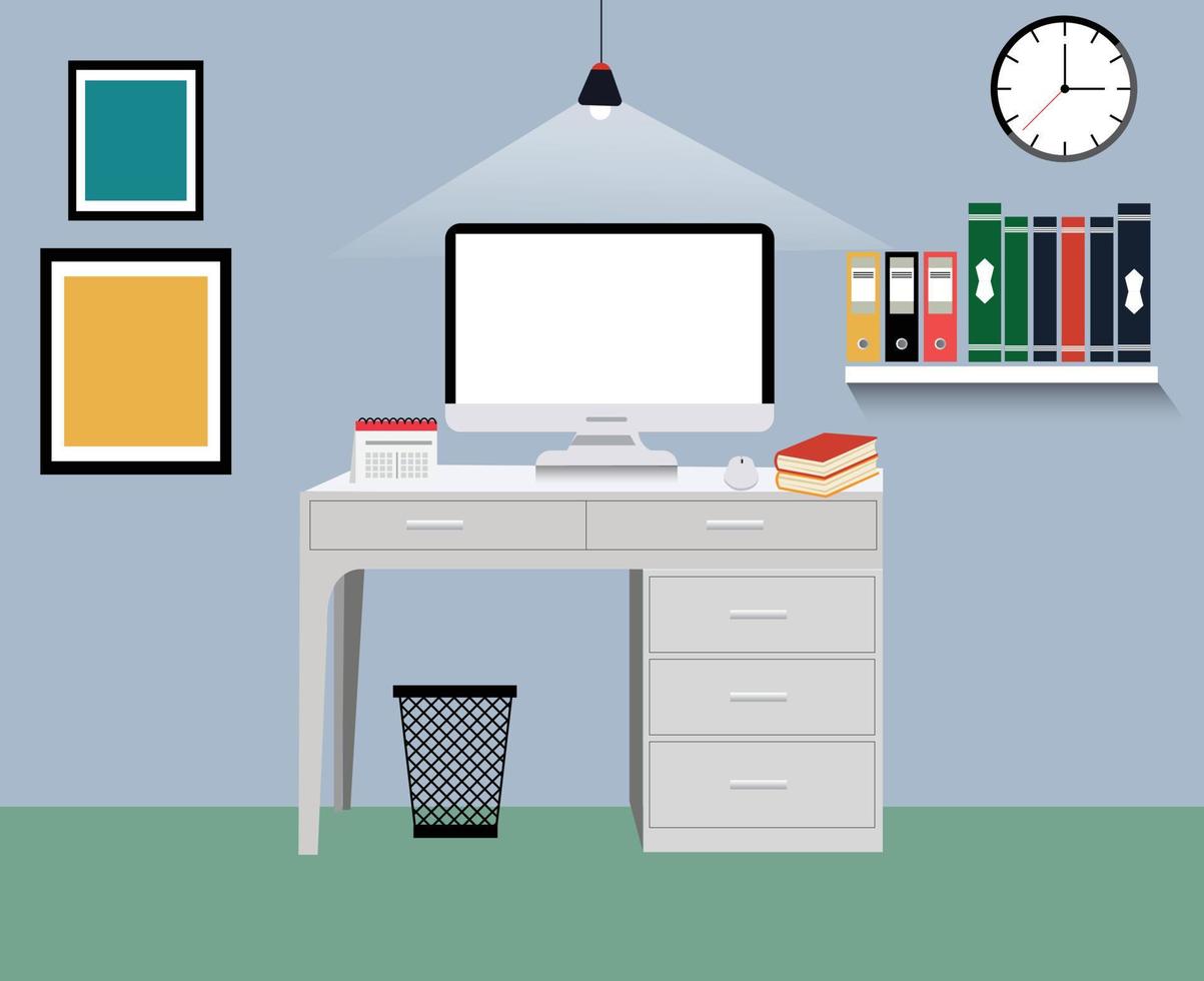 Professional office desk with flat design vector