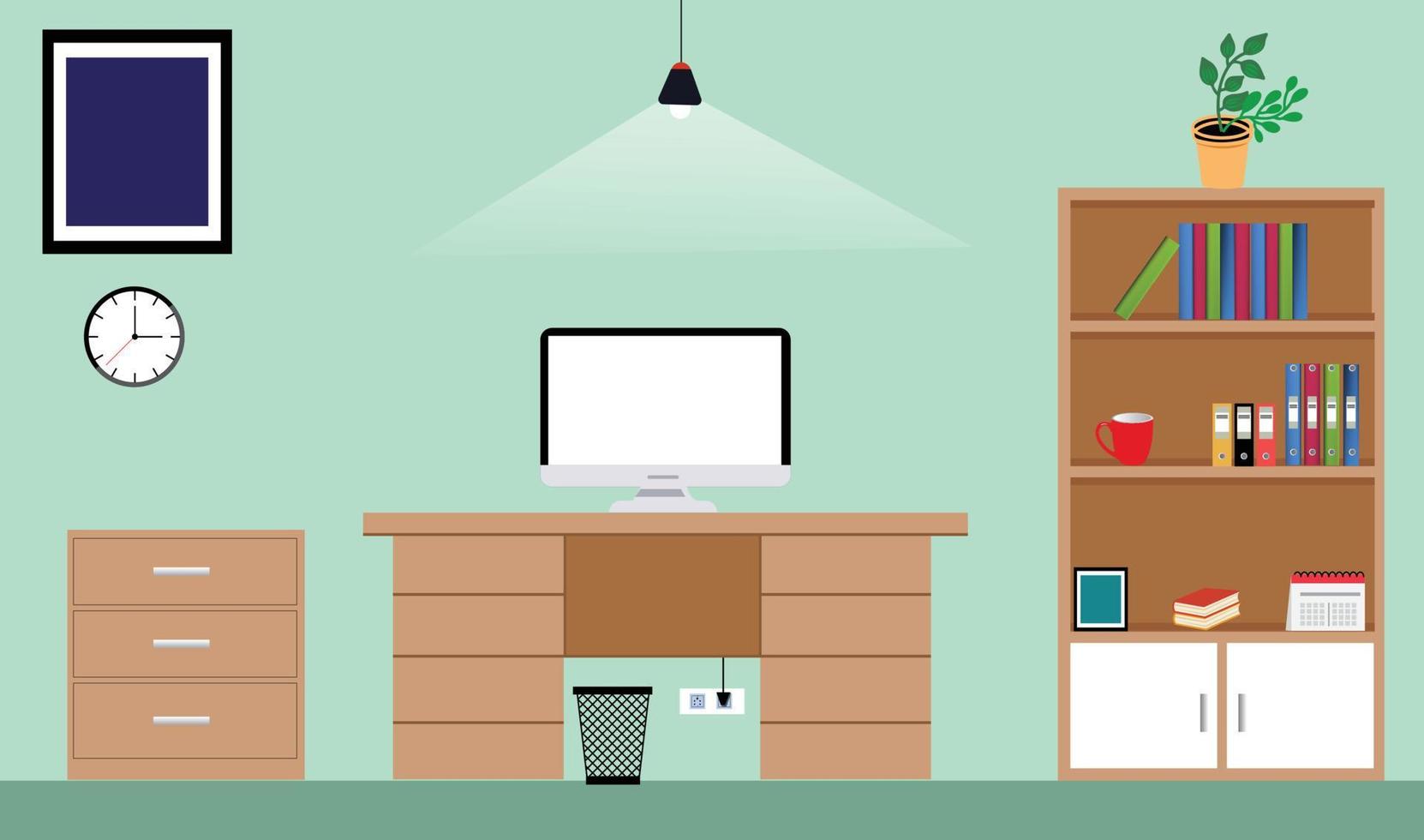 Professional office desk with flat design vector