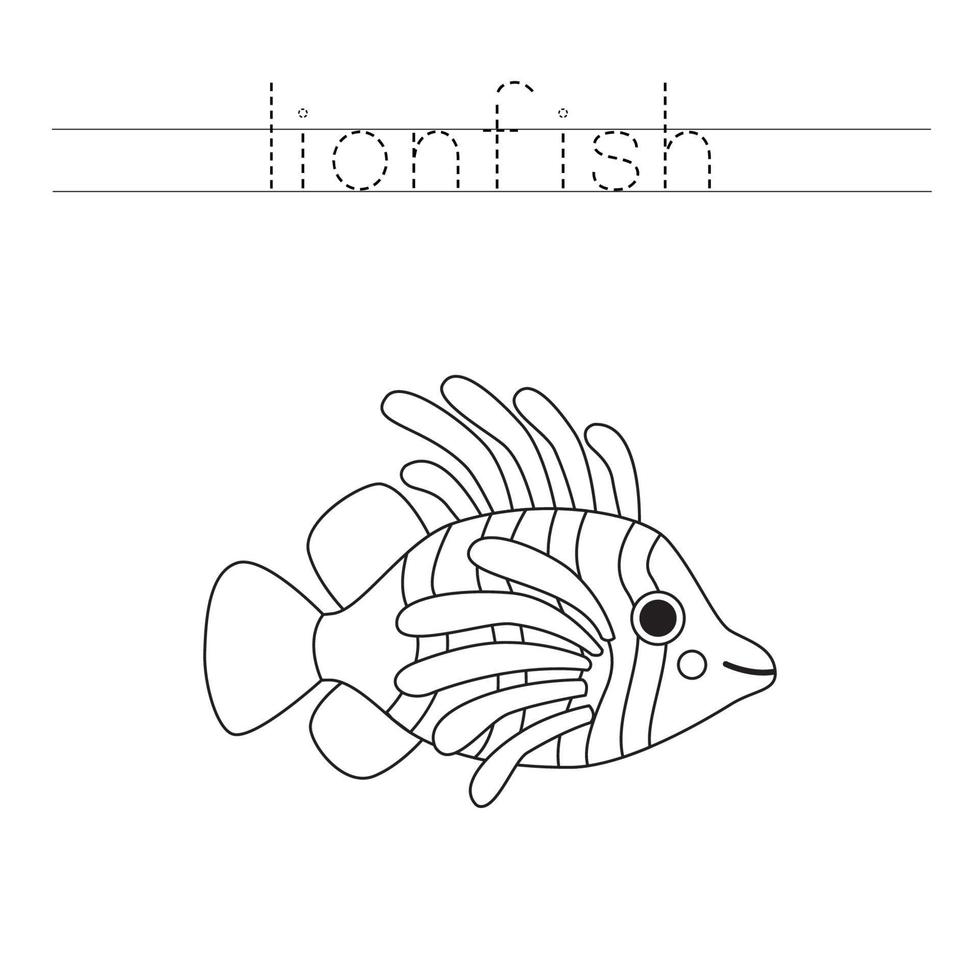 Trace the letters and color sealion. Handwriting practice for kids. vector